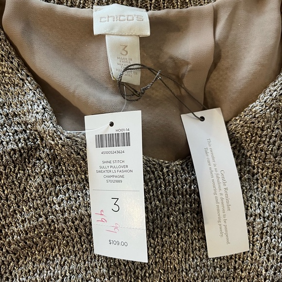 Womans Shimmering Chicos V Necked Sweater w/ lots of Style!! - Picture 9 of 10